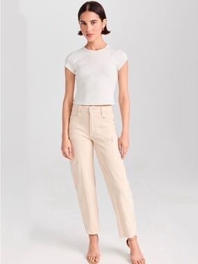 PAIGE Alexis Barrel Leg Carpenter Jeans in Blonde Sand size 29